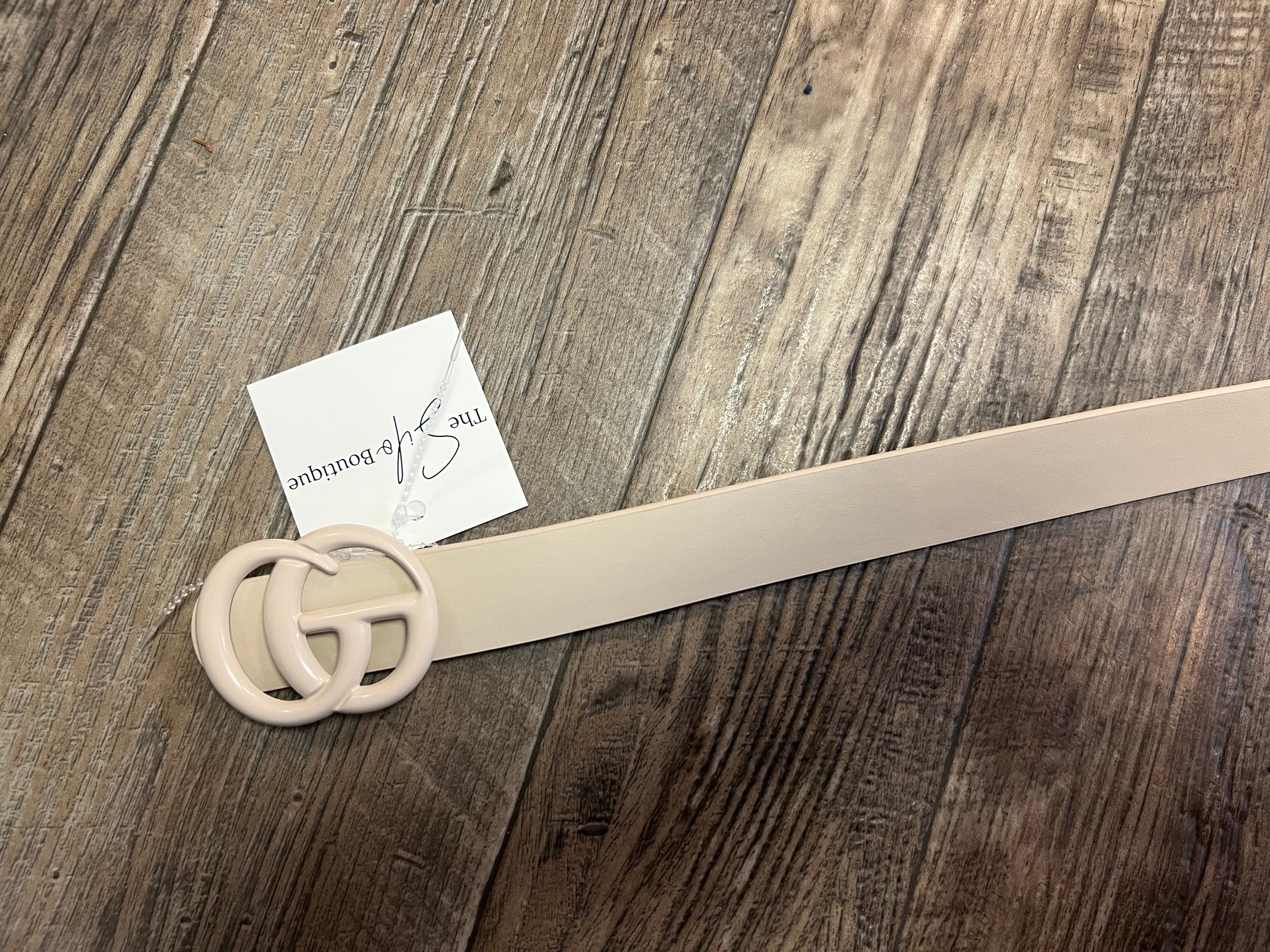 Matte Cream GG Belt-Belts-illord-The Silo Boutique, Women's Fashion Boutique Located in Warren and Grand Forks North Dakota