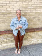 Hidden Bandana Denim Jacket-Final Sale-Coats & Jackets-hidden-The Silo Boutique, Women's Fashion Boutique Located in Warren and Grand Forks North Dakota